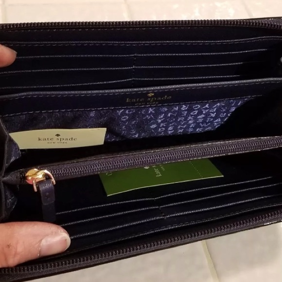 NWT Kate spade NEDA Wallet French dot blue polka - Picture 7 of 7